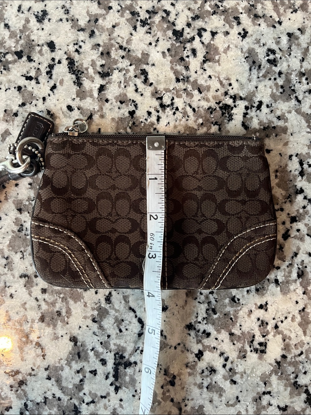 Vintage Coach Dark Brown Signature Canvas Wristlet with Leather Trim - Picture 5 of 5